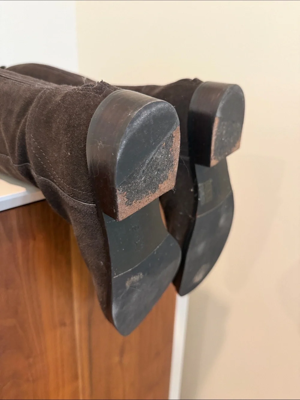 Over-the-Knee Suede Riding Boots in Dark Brown